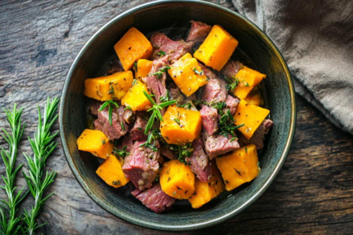 Naturally corned beef and sweet potato