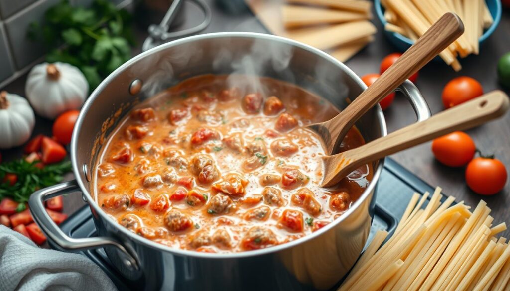 Creamy Pasta Sauce Preparation