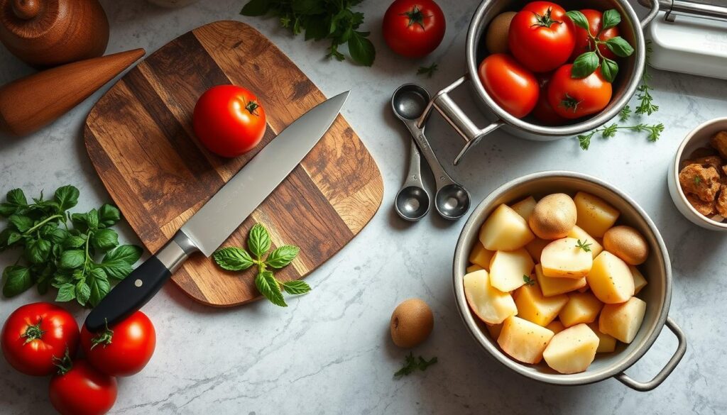 Kitchen Tools for Italian Potato Tomato Recipe