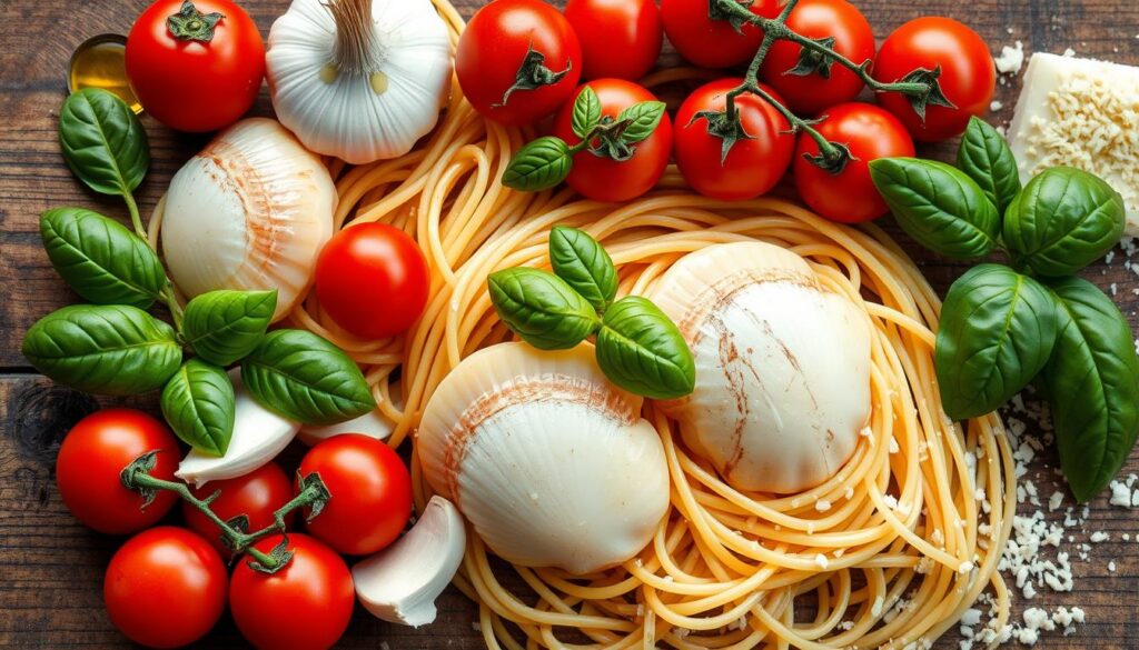 Scallop Pasta Ingredients Selection