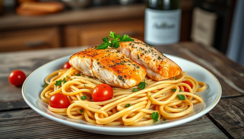 White Wine Salmon Pasta Recipe