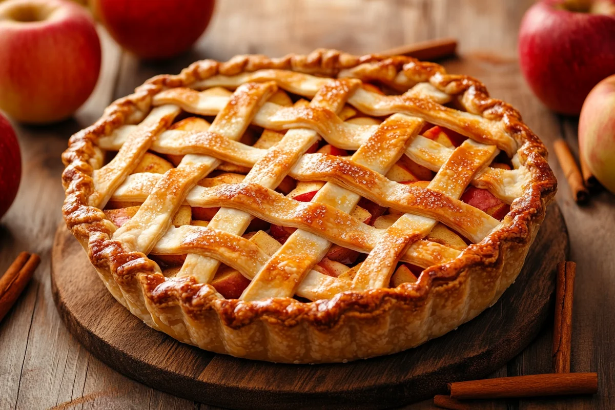 “Classic Apple Pie Recipe with lattice crust”